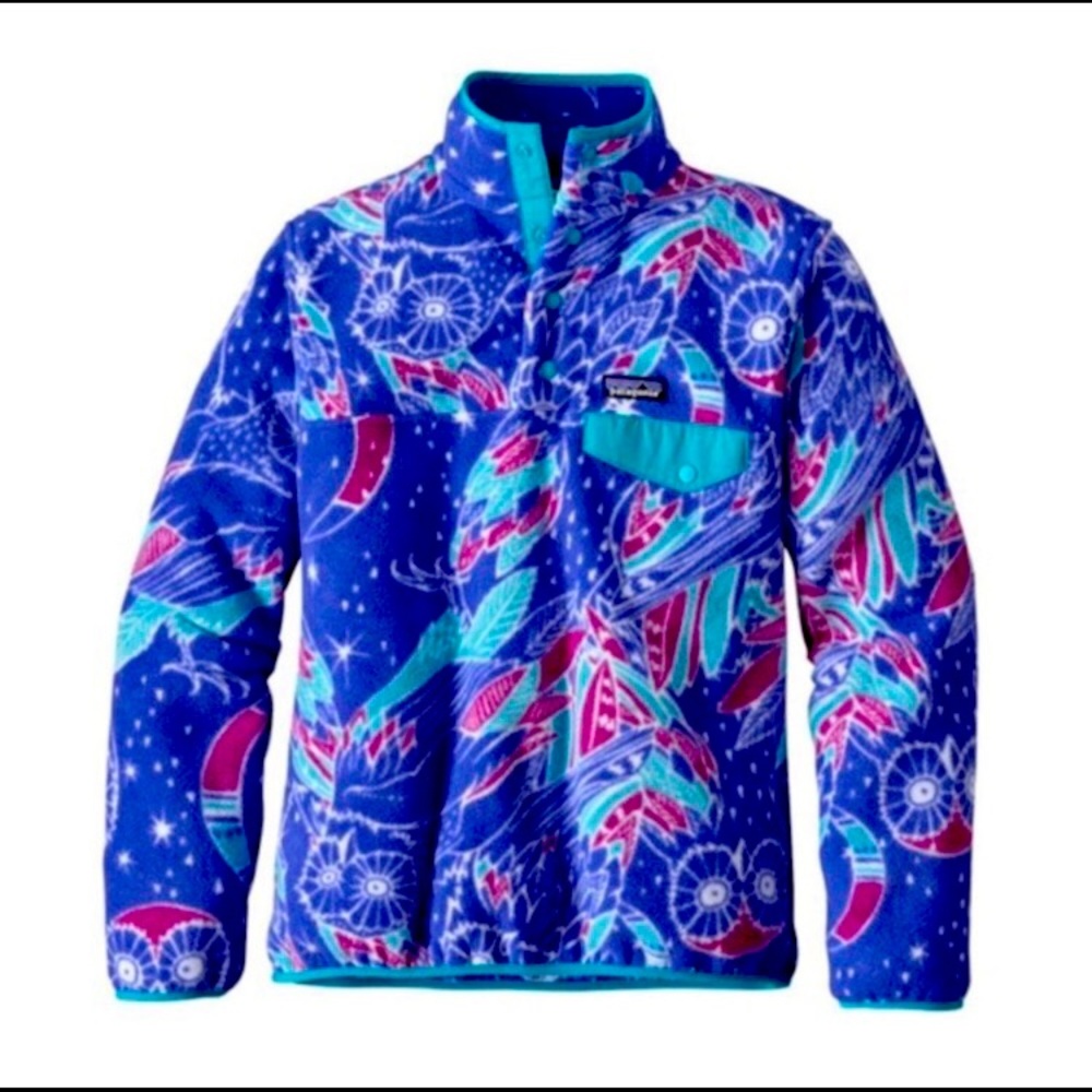 PATAGONIA Synchilla Snap T Fleece VINTAGE RARE ALL OVER OWL PRINT WOMENS Medium